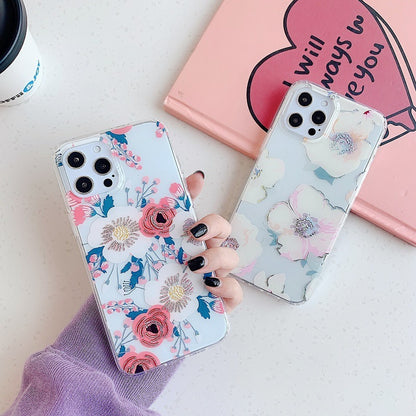 Laser Butterfly Floral Soft Cover for iPhone 11/12, XS, XR, 7/8 Plus