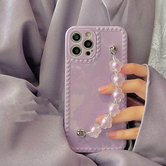 Purple Transparent Flower Chain Phone Case Cover