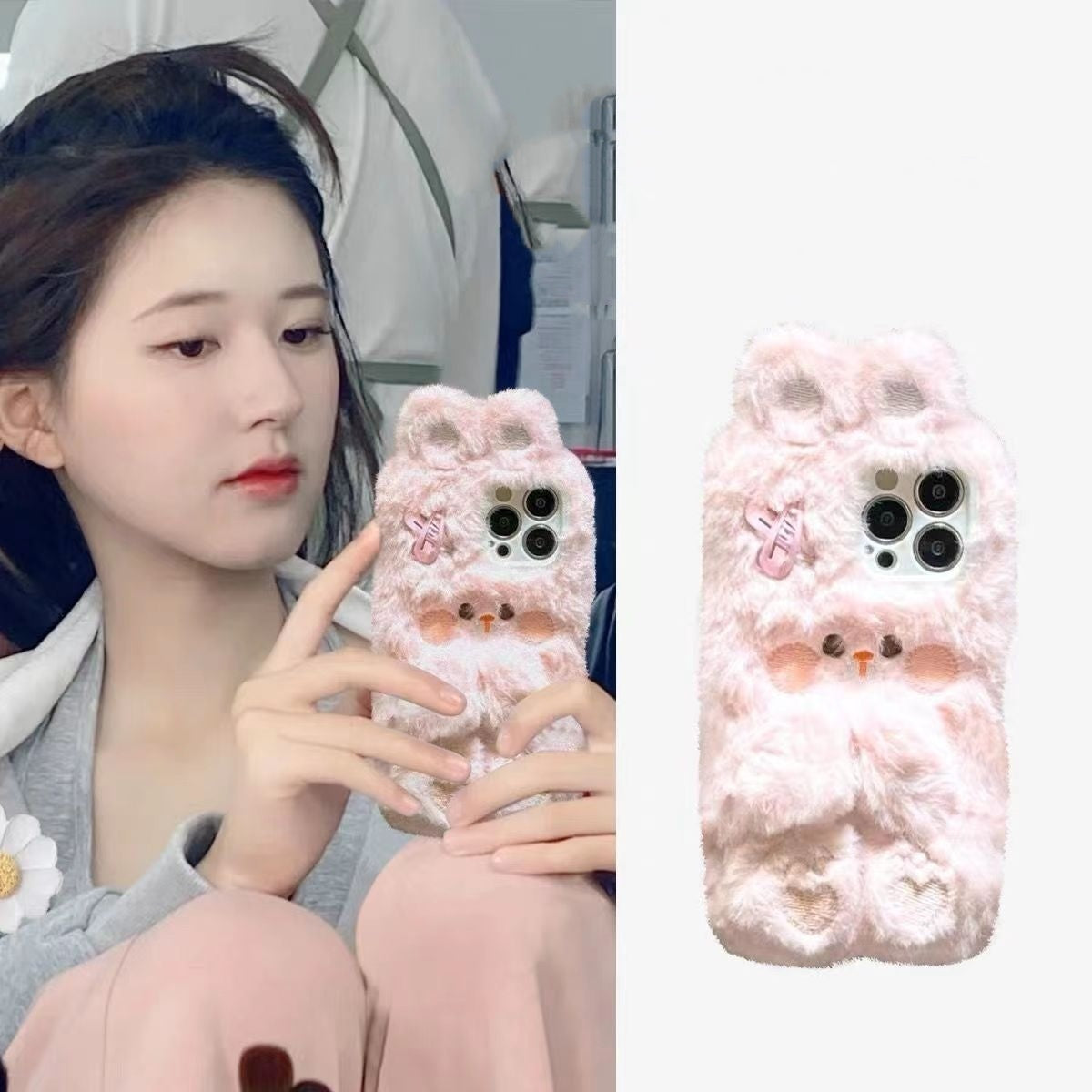 Autumn And Winter Plush Stereo Cute Cartoon Rabbit Phone Case