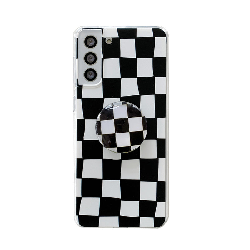 Checkerboard Mobile Phone Case Bracket Soft Shell Protection Cover