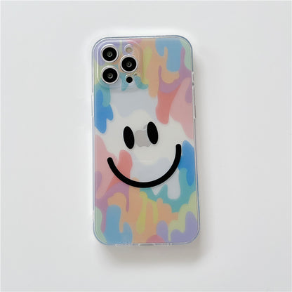 Laser Smiley Floral Soft Cover for iPhone 11/12, XS, XR, 7/8 Plus