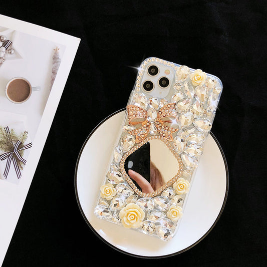 Phone Case Rhinestone Mirror Diamond Bow Flower