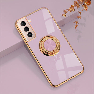 Mobile Phone Shell 6D Electroplating Ring Buckle Magnetic Car All-inclusive Protective Cover