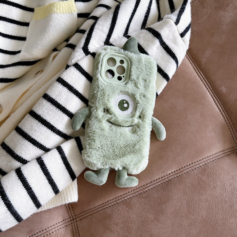 Plush Green Three-dimensional Hands And Feet Monocular Phone Case