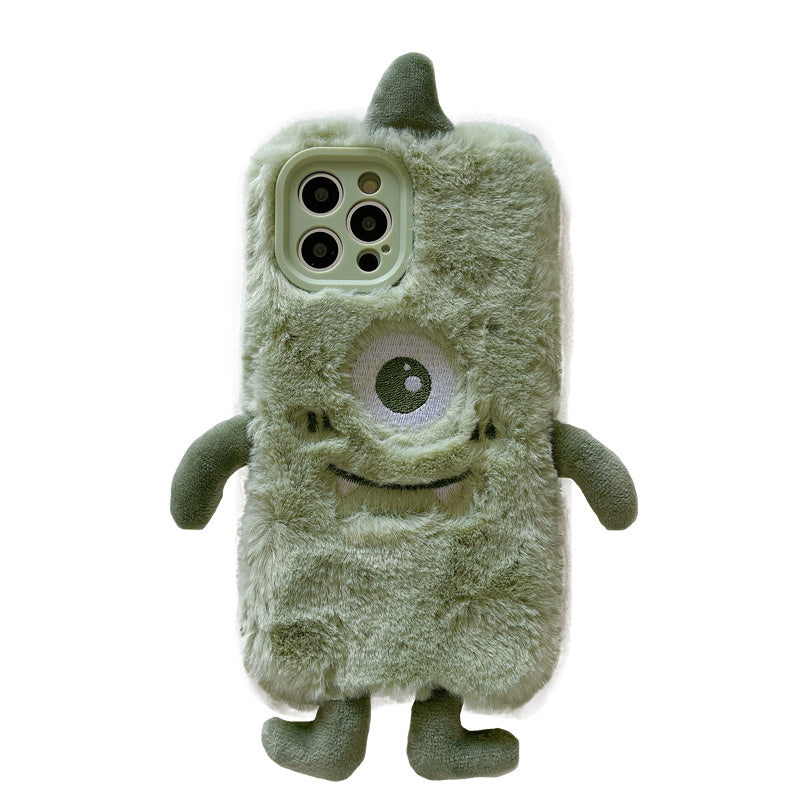 Plush Green Three-dimensional Hands And Feet Monocular Phone Case