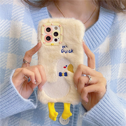 Embroidered Duck Plush Cartoon Phone Case