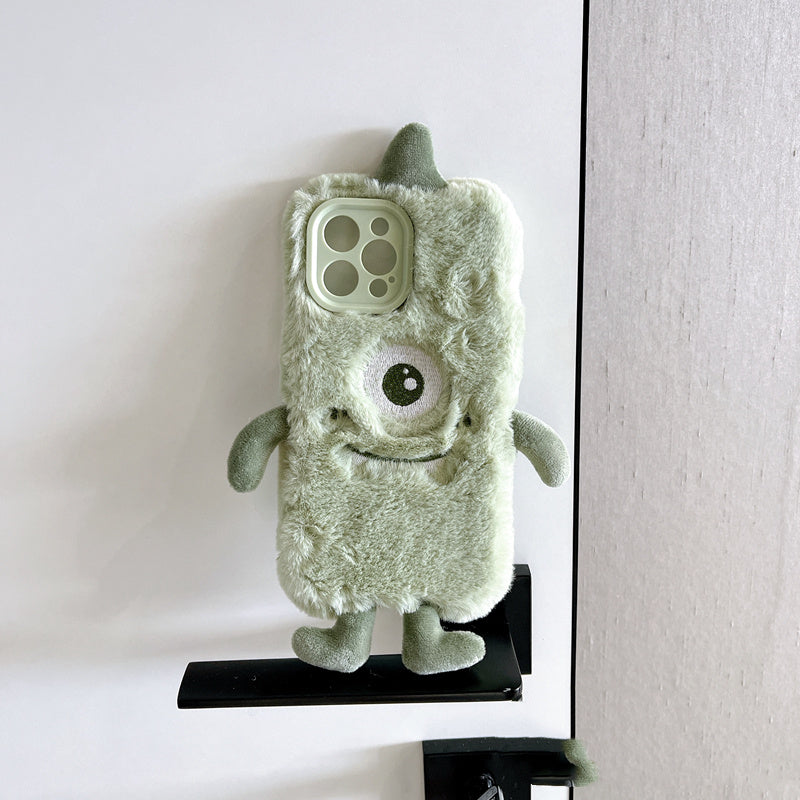 Plush Green Three-dimensional Hands And Feet Monocular Phone Case