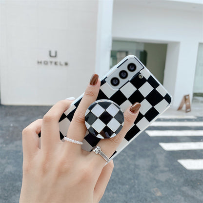 Checkerboard Mobile Phone Case Bracket Soft Shell Protection Cover