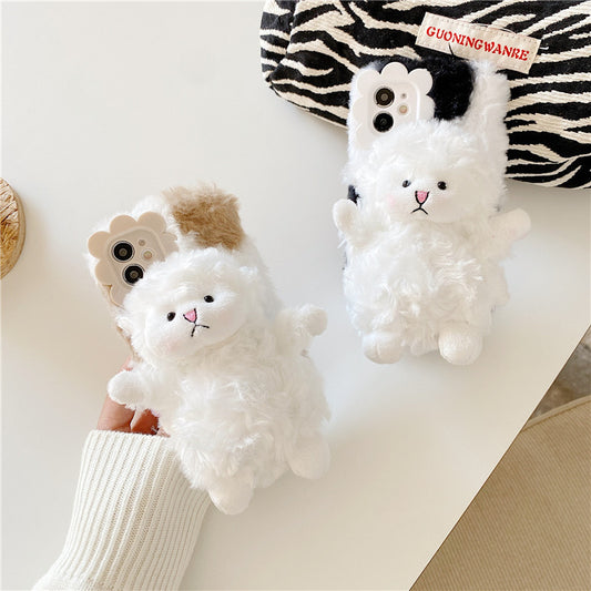 Anti-slip Creative Cute Plush Lamb Phone Case Back Cover Type