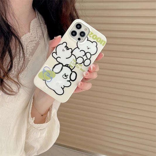 Line Cartoon Cute Animal Back Cover Mobile Phone Case