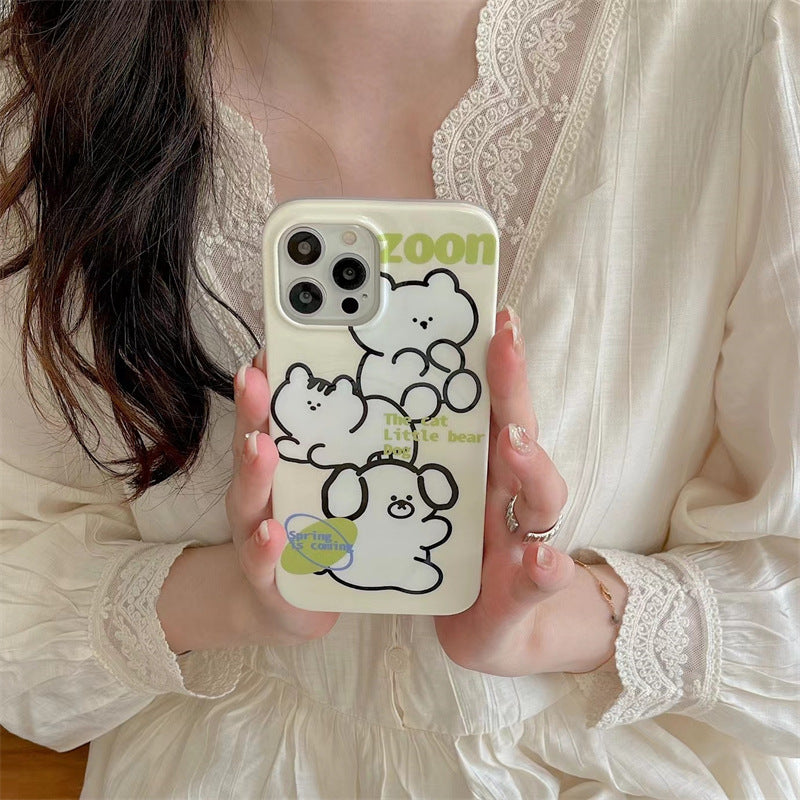 Line Cartoon Cute Animal Back Cover Mobile Phone Case