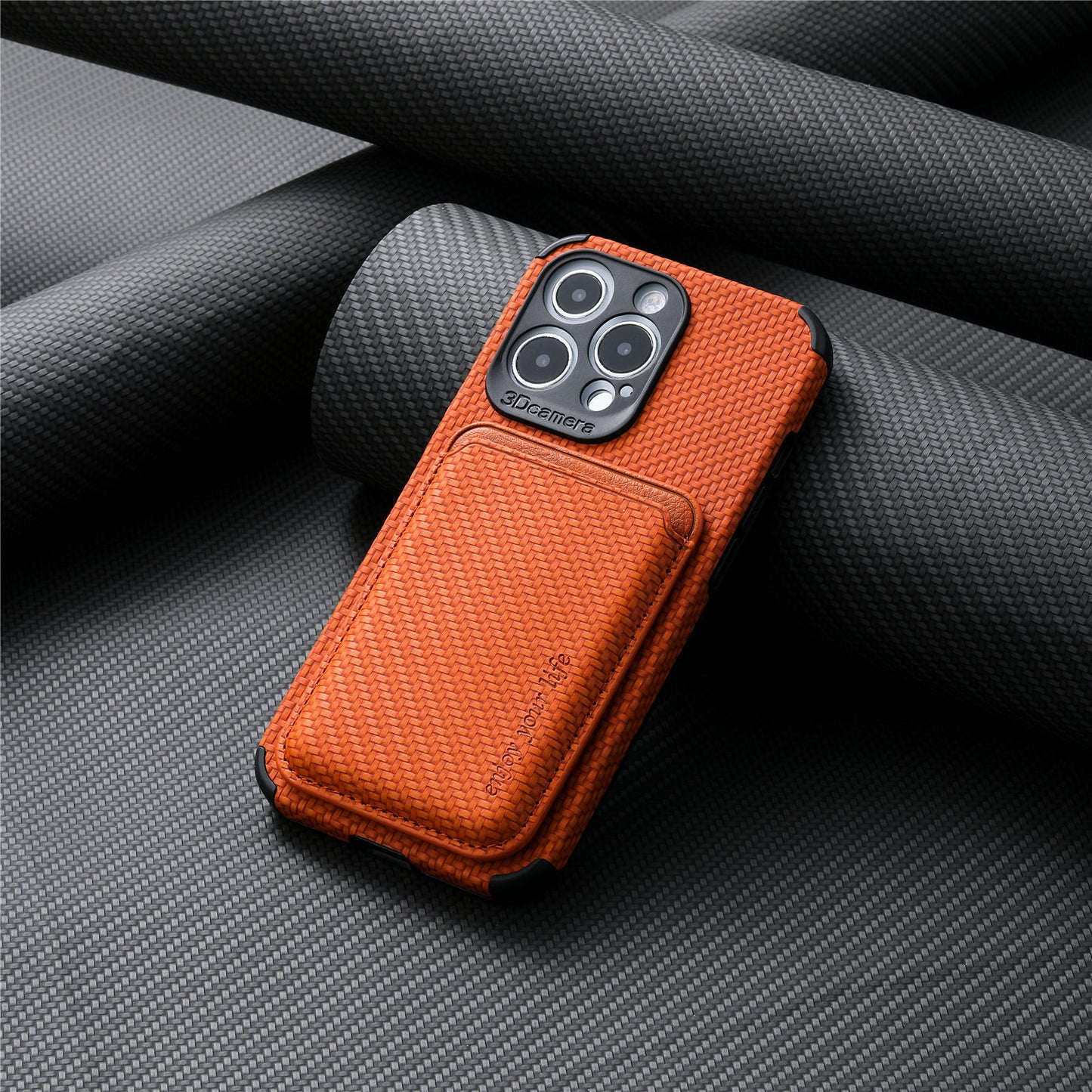 Magnetic Card Holder Fiber Pattern Phone Case