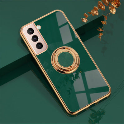 Mobile Phone Shell 6D Electroplating Ring Buckle Magnetic Car All-inclusive Protective Cover