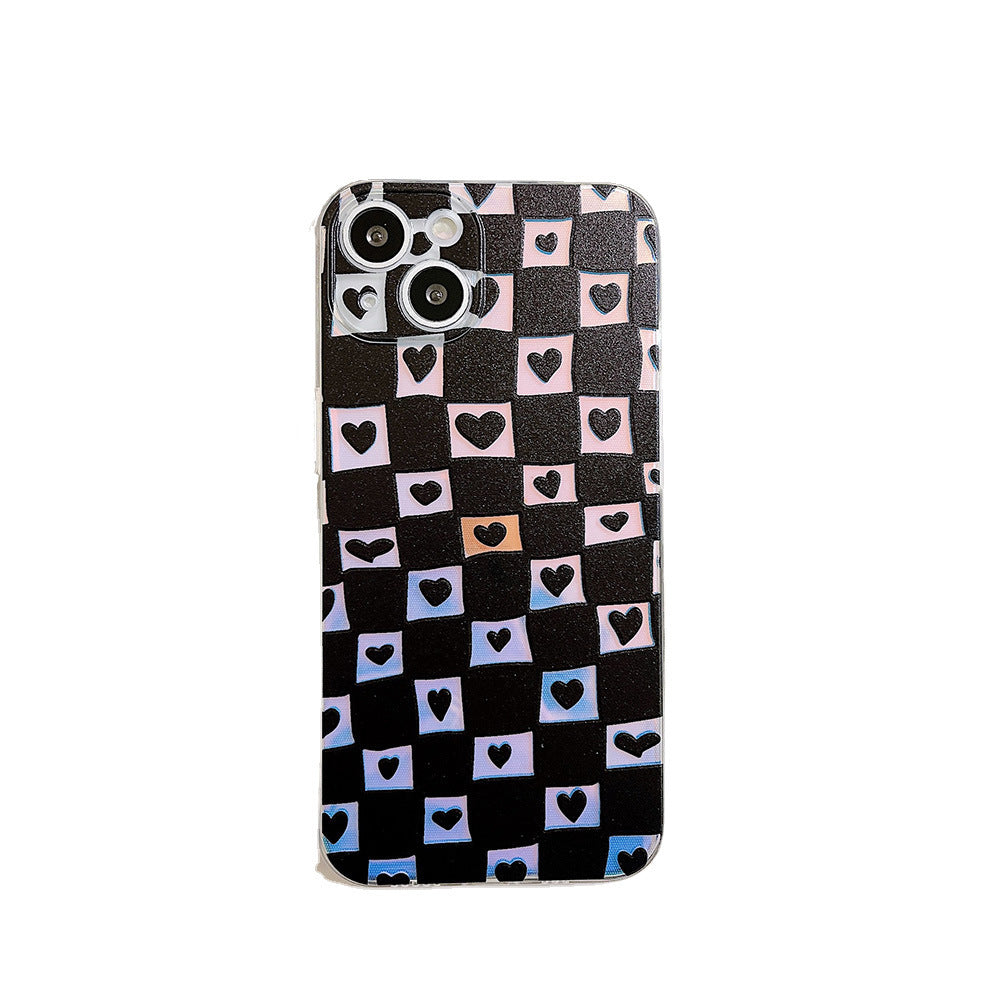 Checkerboard Love Mobile Phone Case Tpu Anti-fall Protective Cover