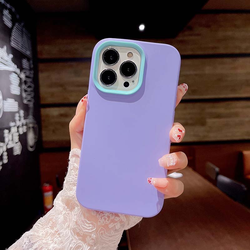 Mobile Phone Case Contrast Color 3 In 1 Protective Cover