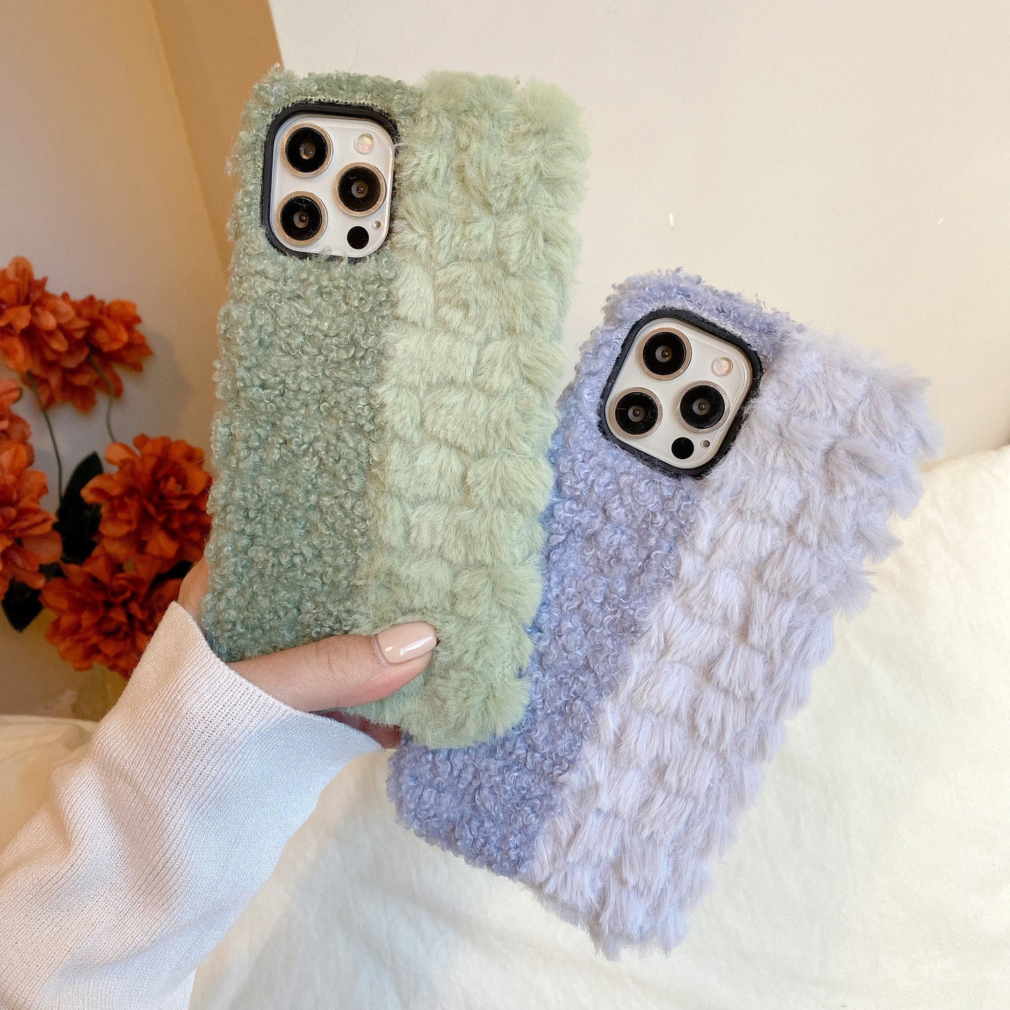 Simple And  Color Matching Plush For 13Pro Mobile Phone Case